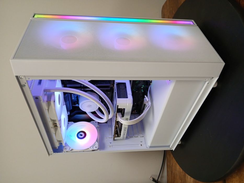 White gaming PC on on a desk